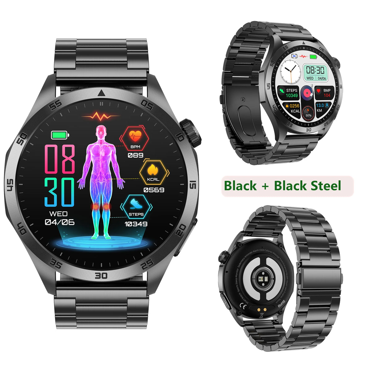 ECG+PPG Health Smart Watch Men Blood Oxygen Uric Acid Blood Pressure Monitoring HD Bluetooth Call AI Watch For iOS Android