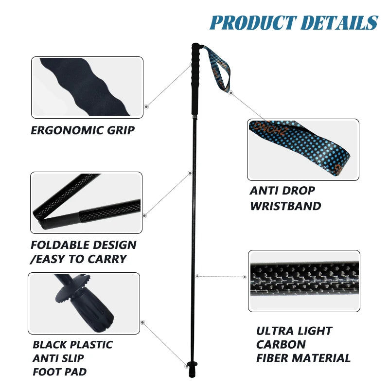 OKHEALING Carbon Fiber Hiking Sticks 2 Pack Telescopic Trekking Poles