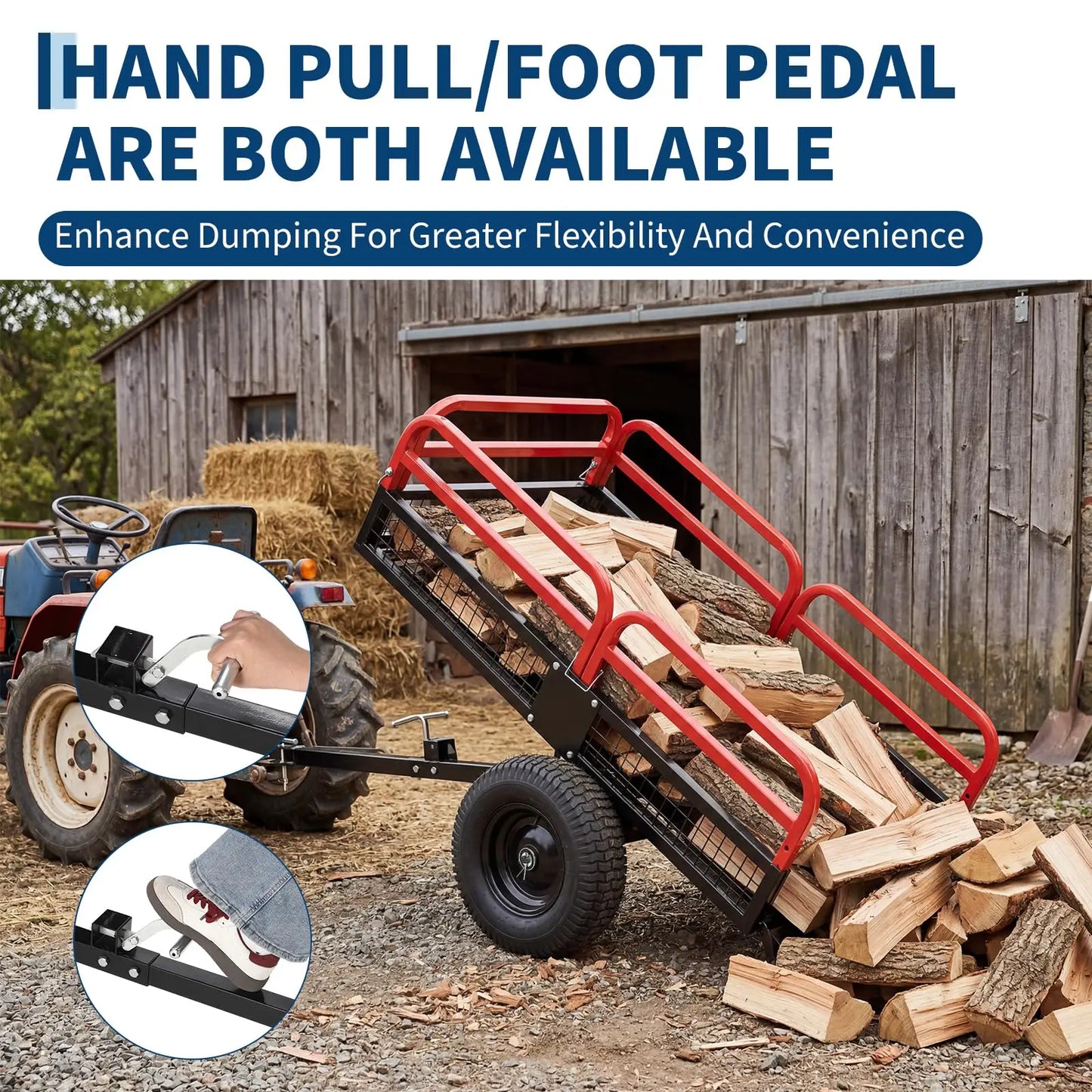 Acekool Heavy Duty Steel Garden Dump Trailer For ATV UTV Lawn Tractor