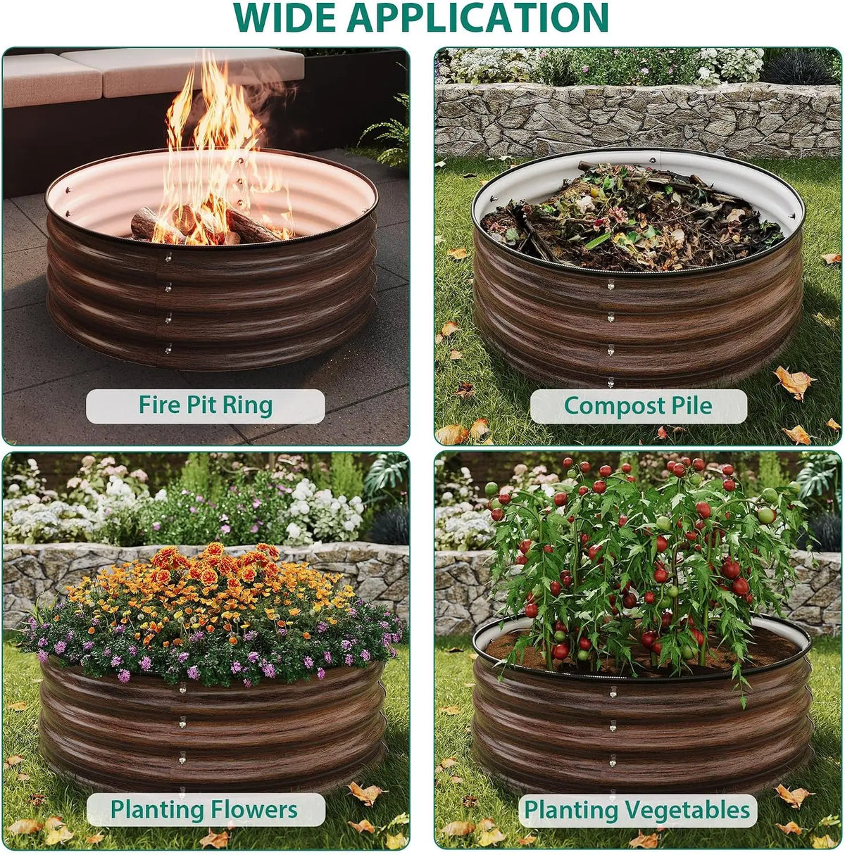 2/3pcs 2X1.5FT Land Guard Galvanized Raised Garden Bed Oval 17in Large Metal Planter Box Kit for Outdoor Garden Vegetables Flowers Herbs Planting