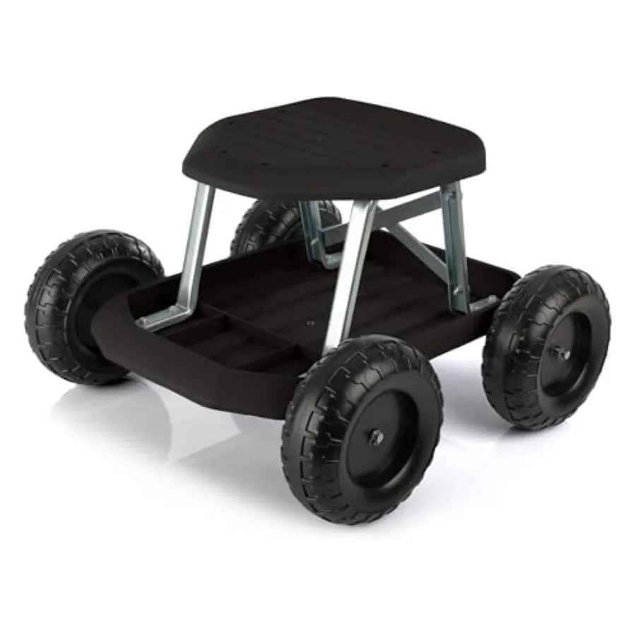 Gardening Stool Rolling Garden Seat With Wheels And Tool Tray