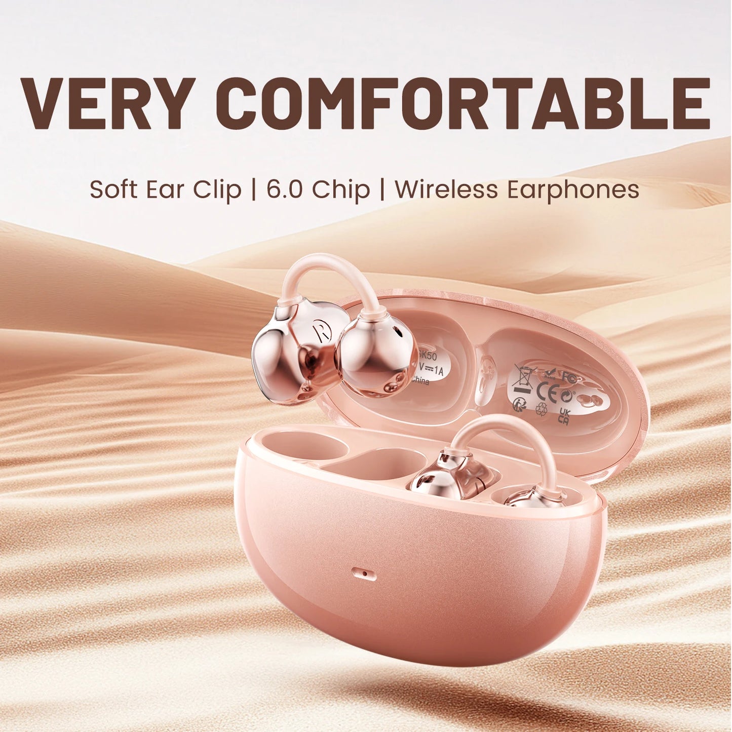 SHUKE Open Ear Clip Headphones Wireless Bluetooth 6.0 With Microphone
