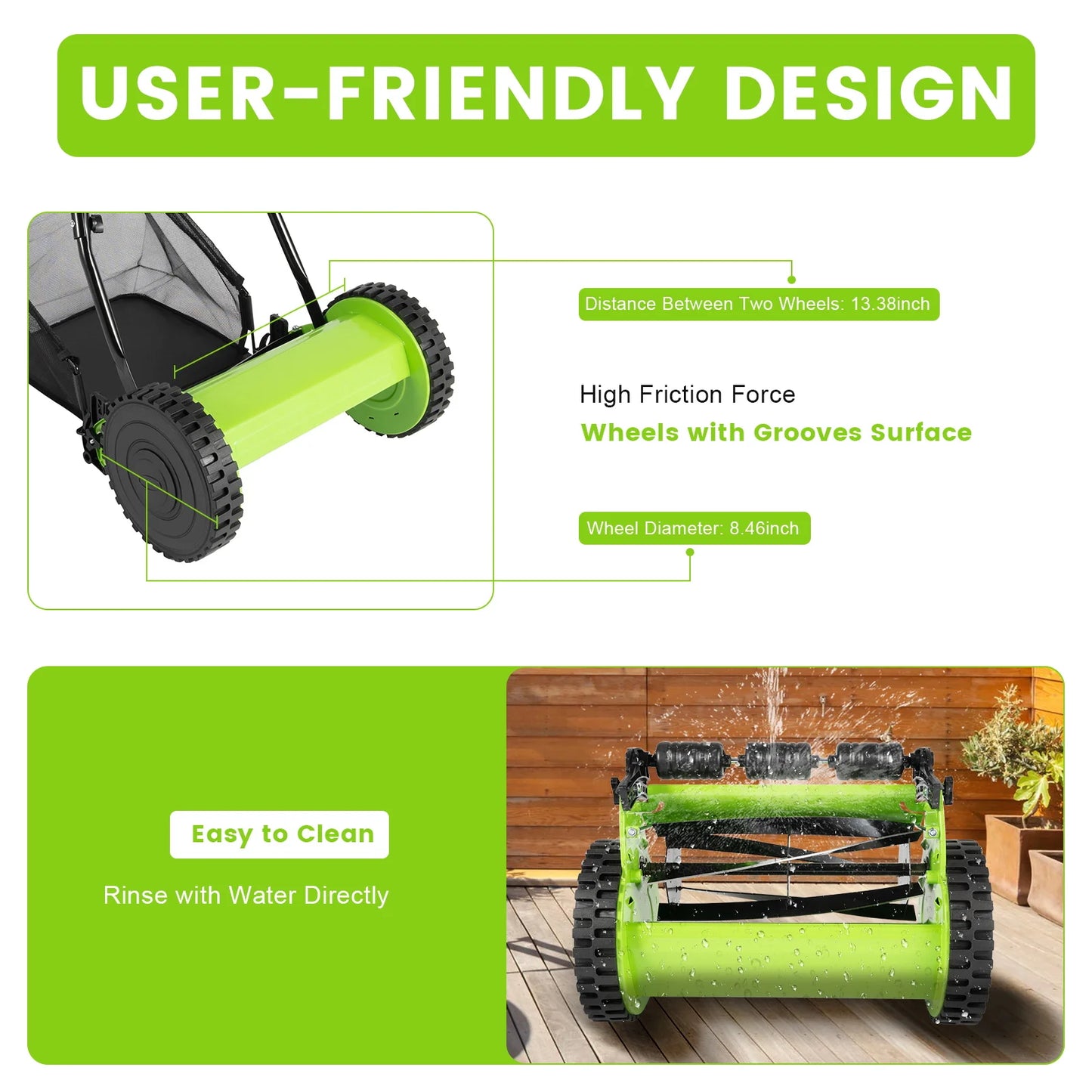 Bymaocar Manual Push Reel Lawn Mower Sweeper With Bag