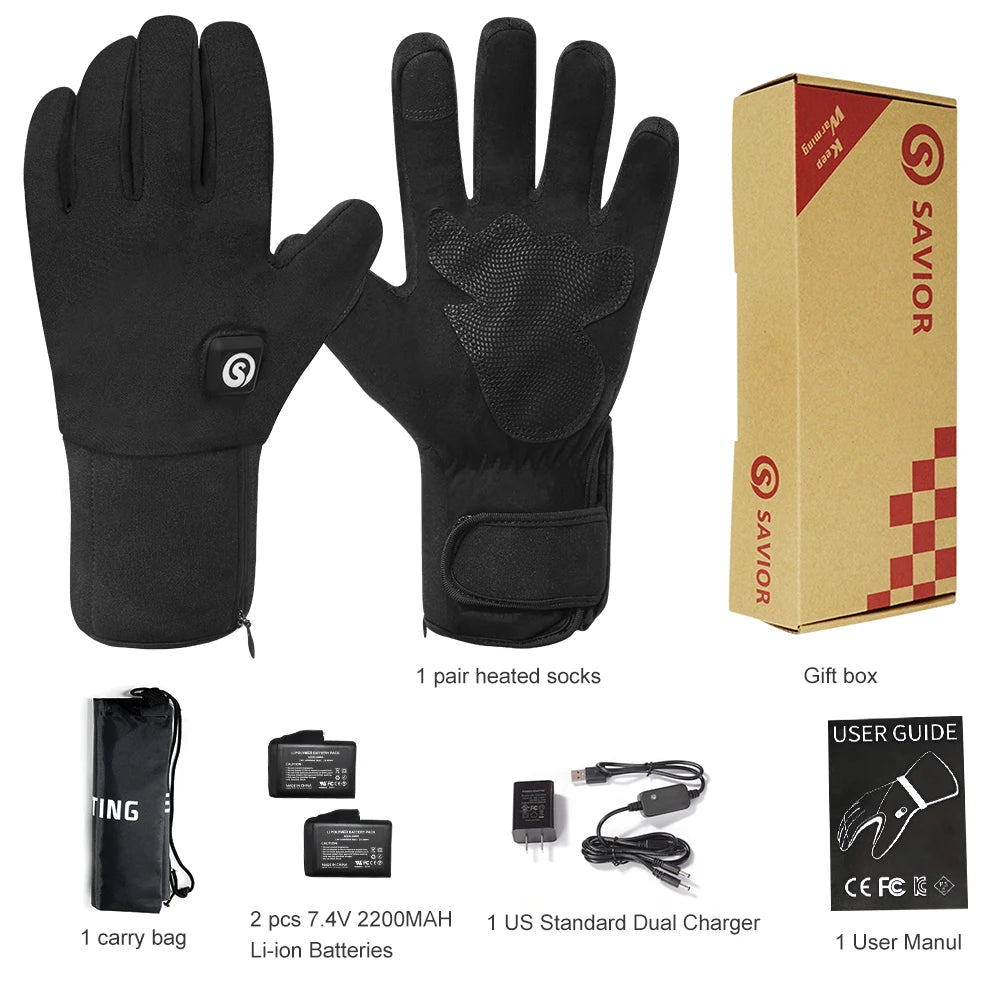 Snow Deer Winter Heated 2200 MAH Gloves Motorcycle Snowmobile Windproof Recycle Battery Touch Screen Skiing Warmer Cover Fingers