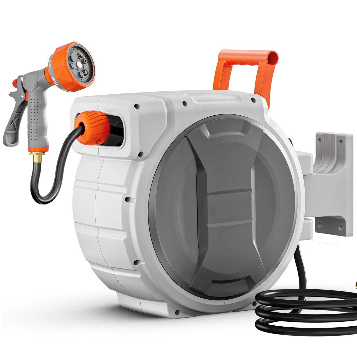 SucceBuy Retractable Garden Hose Reel With Nine Pattern Nozzle