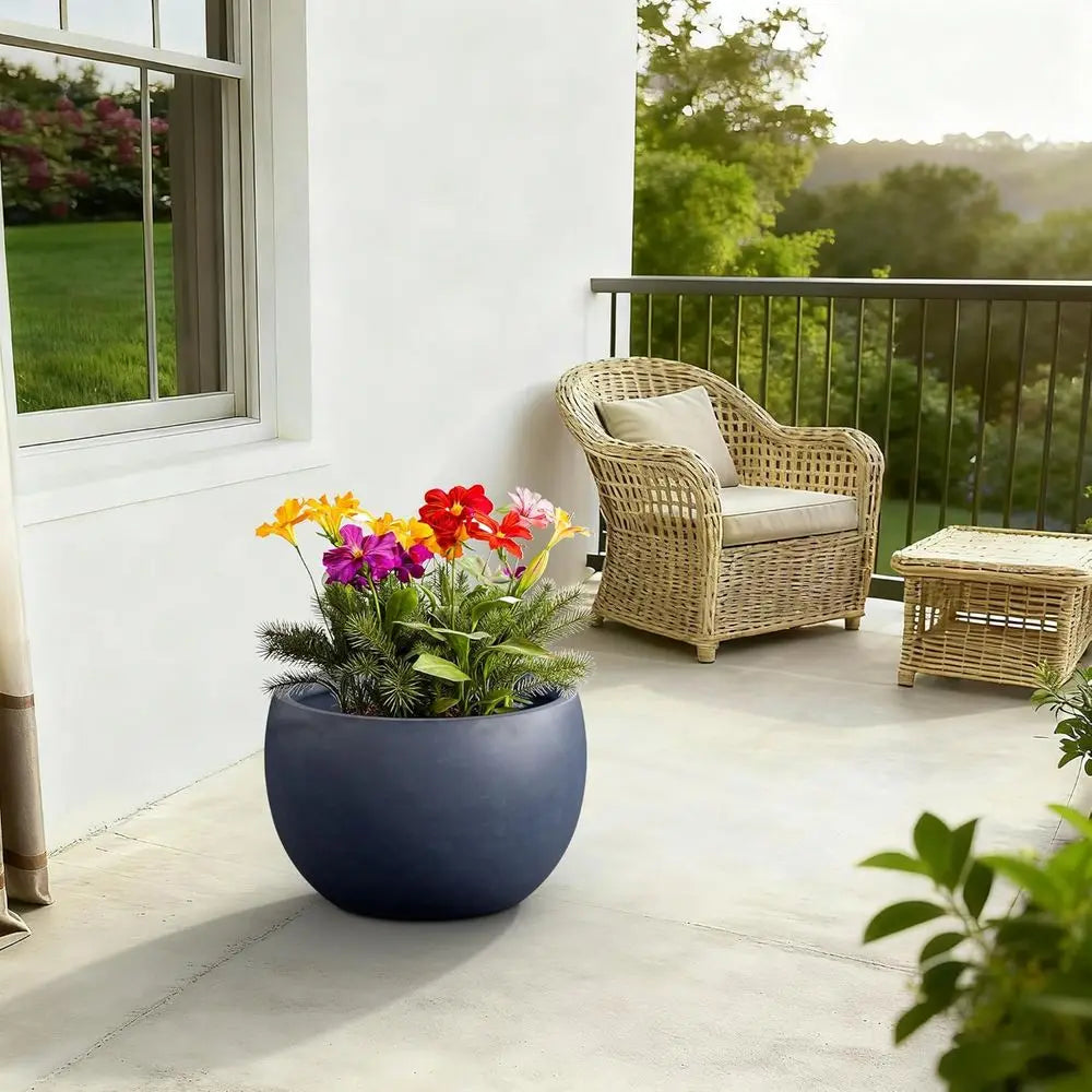 Concrete Planter Pot With Drainage For Garden And Patio