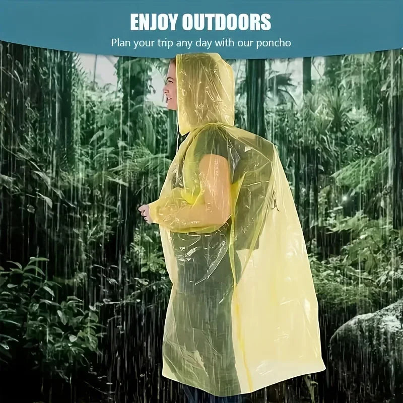Compact Disposable Rain Poncho For Outdoor Camping And Travel Lightweight