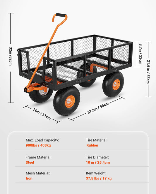 HiMISS Heavy Duty Garden Cart 1200 Pounds Capacity Wagon