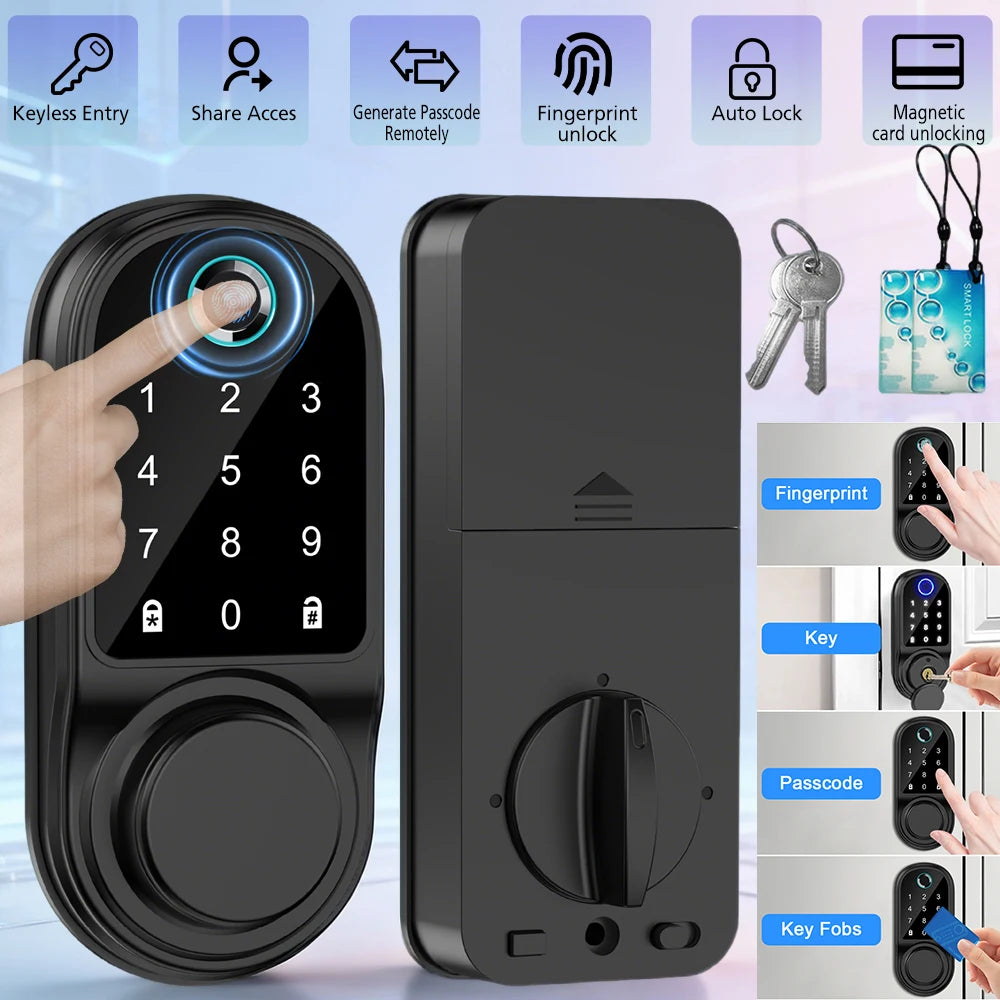 Bluetooth Smart Deadbolt Lock Keyless Entry Fingerprint Touch Keypad