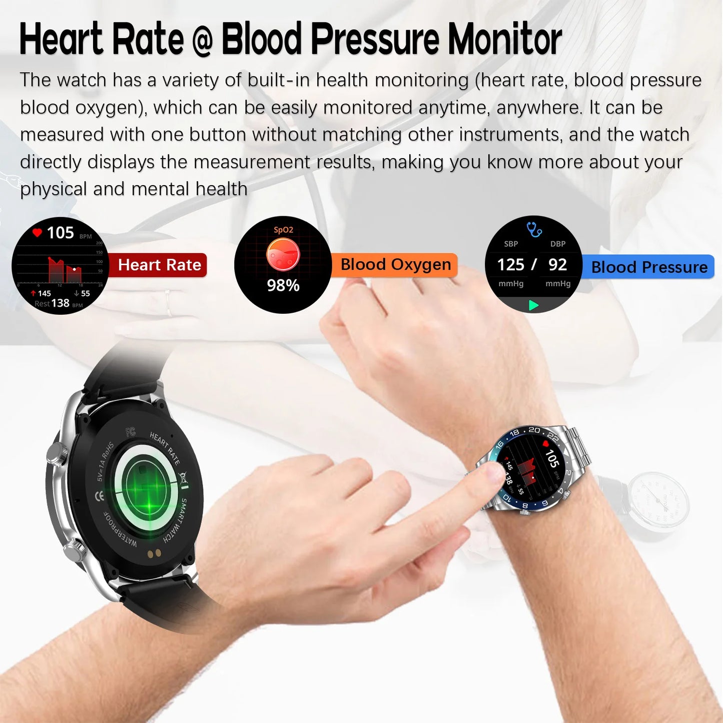 Bluetooth Calling Smart Watch Fitness Tracker Heart Rate Monitor