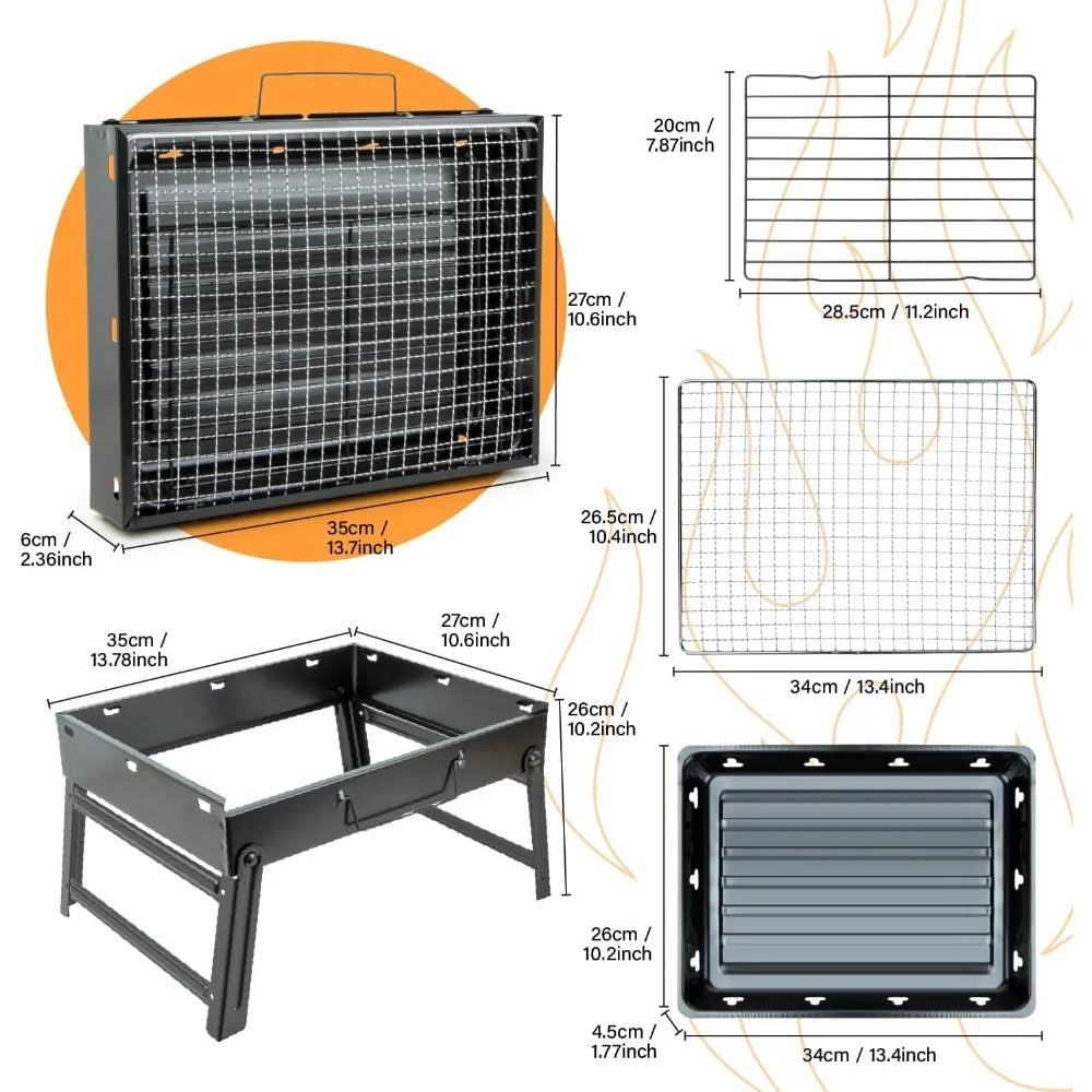 XIUWO Portable Folding Charcoal Grill Smoker for Outdoors