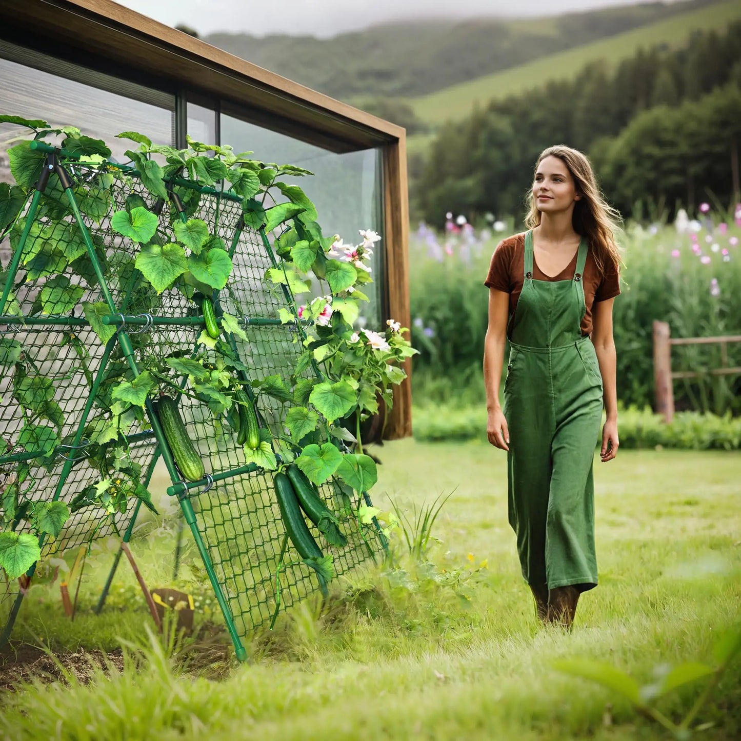 HiMISS Raised Bed Trellis A Frame Garden Netting For Climbing