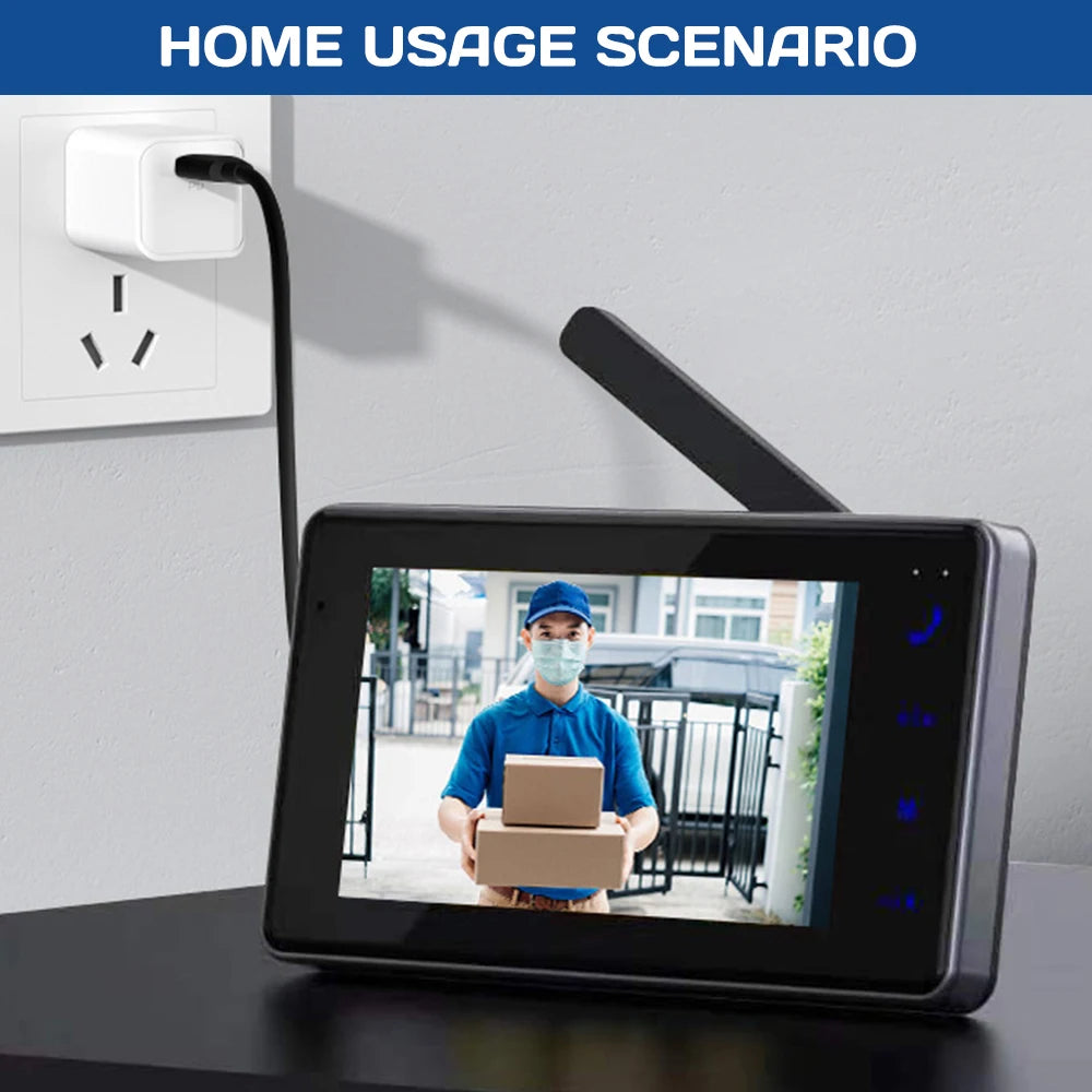 4.3" HD IPS Screen Wireless Visual Intercom Doorbell, 2.4G Smart Video Doorbell Camera 2-Way Talk Audio, Clear Night Vision Low Consumption Long Standby No WiFi Needed Household Home Security Monitoring System
