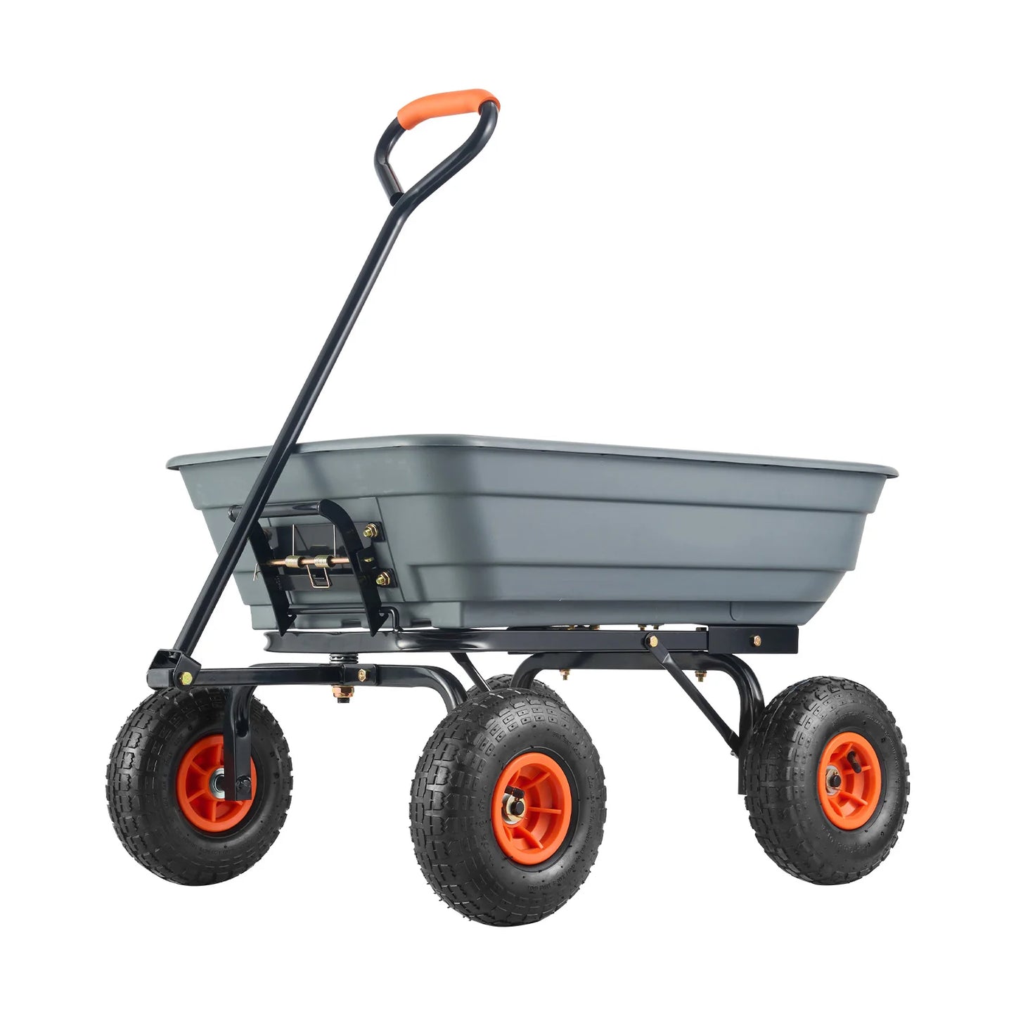 SucceBuy Poly Garden Dump Cart With 2 In 1 Convertible Handle