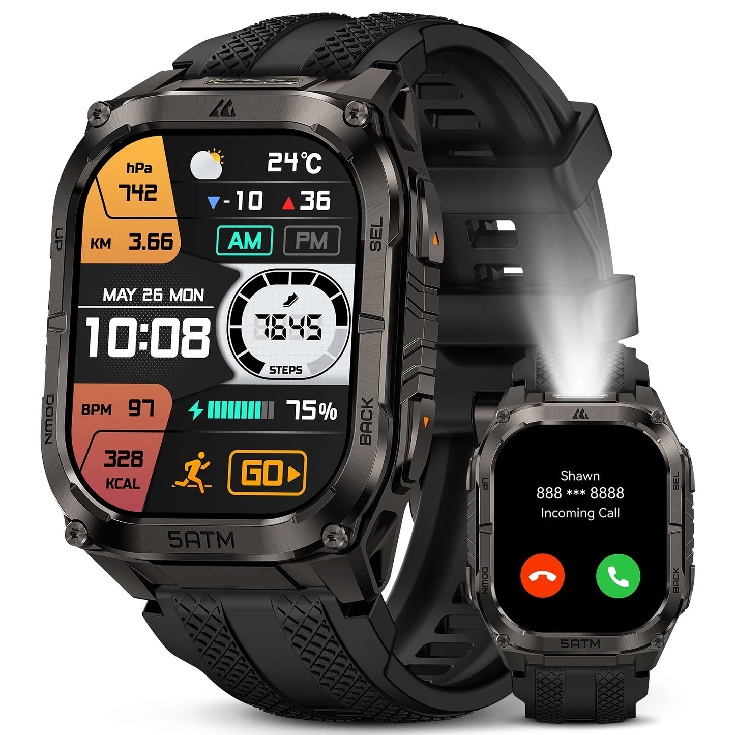 Kospe Tank M4C GPS Smartwatch MIL-STD-810H 5ATM Waterproof