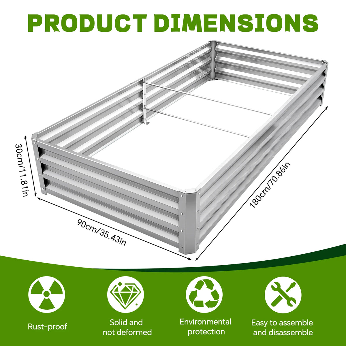 Large Size Galvanized Metal Raised Garden Bed Outdoor Vegetable Growing Planter Box Backyard Planting Container Kit