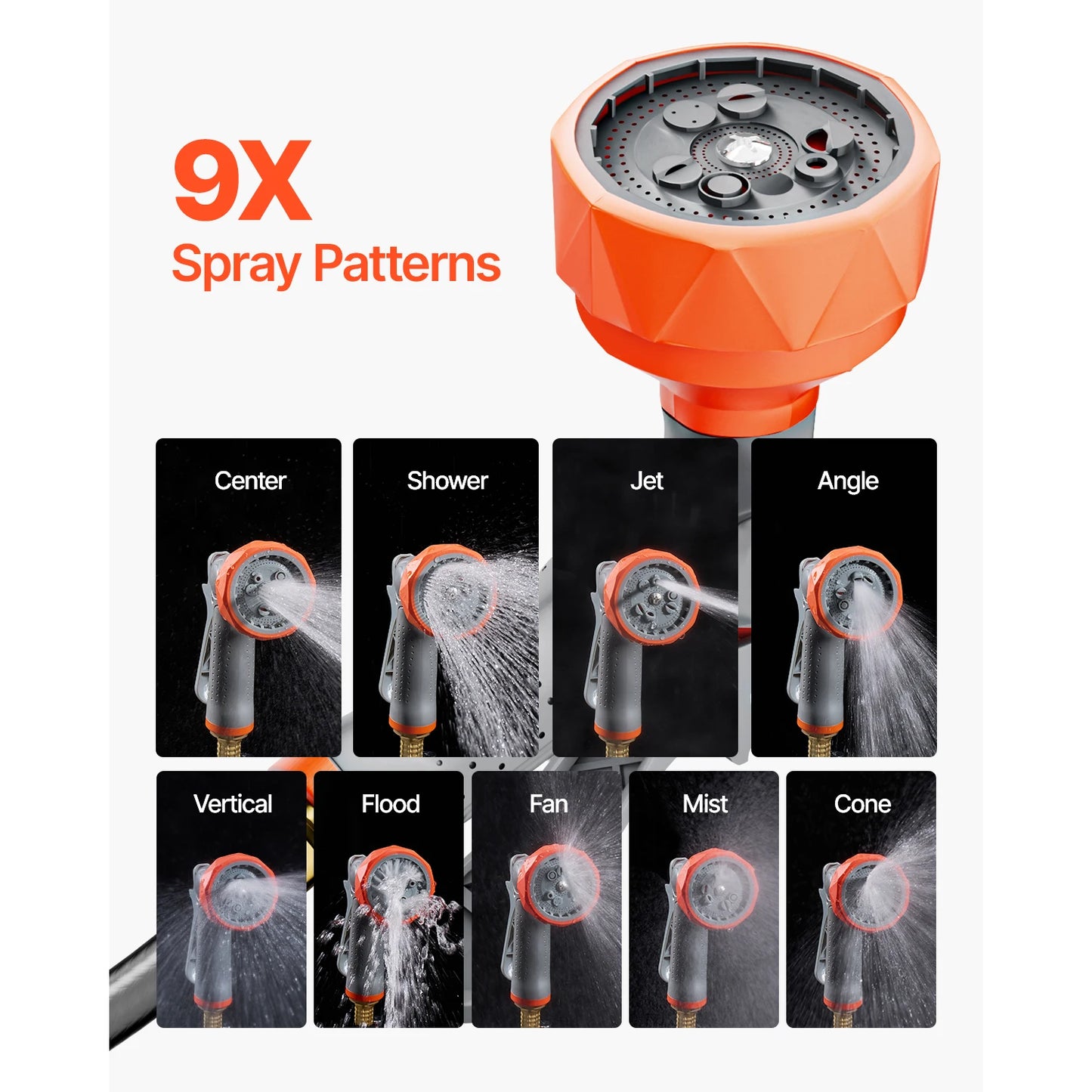SucceBuy Retractable Garden Hose Reel With Nine Pattern Nozzle