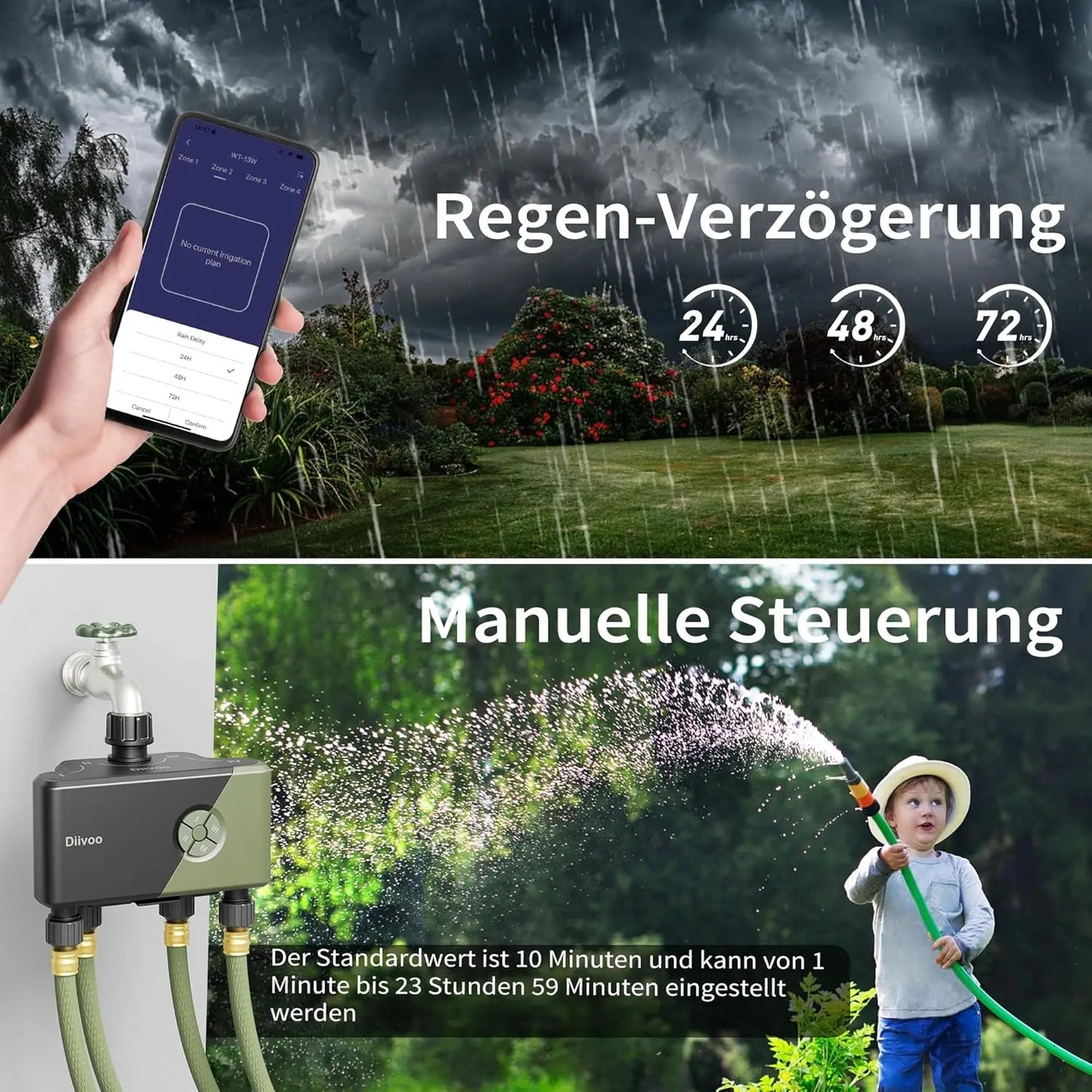 Diivoo WiFi Water Timer Three To Four Zone Irrigation Controller