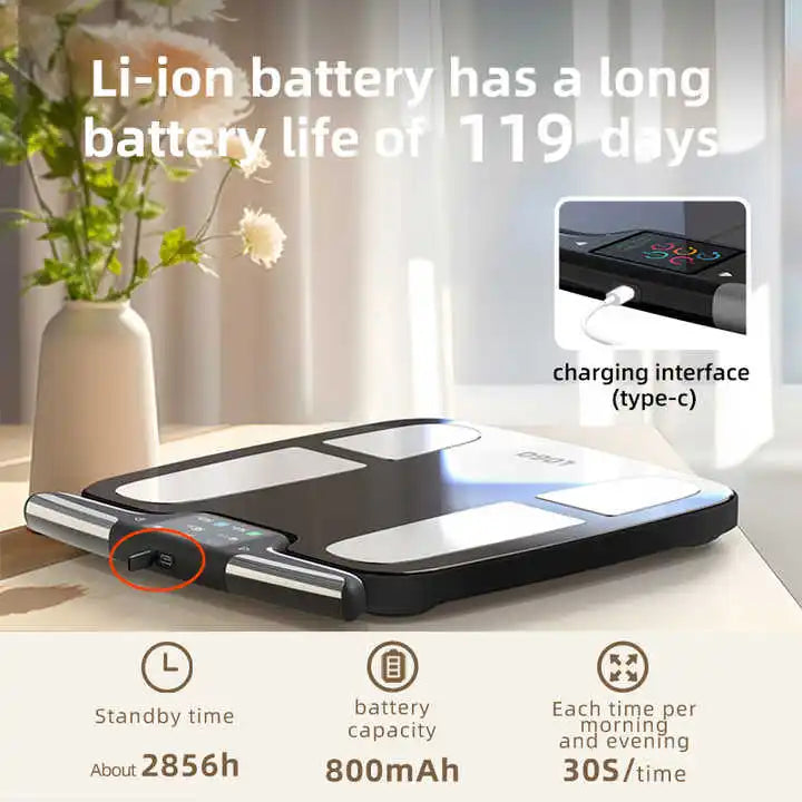 Smart Eight Electrode Digital Bathroom Scale With App Sync BMI