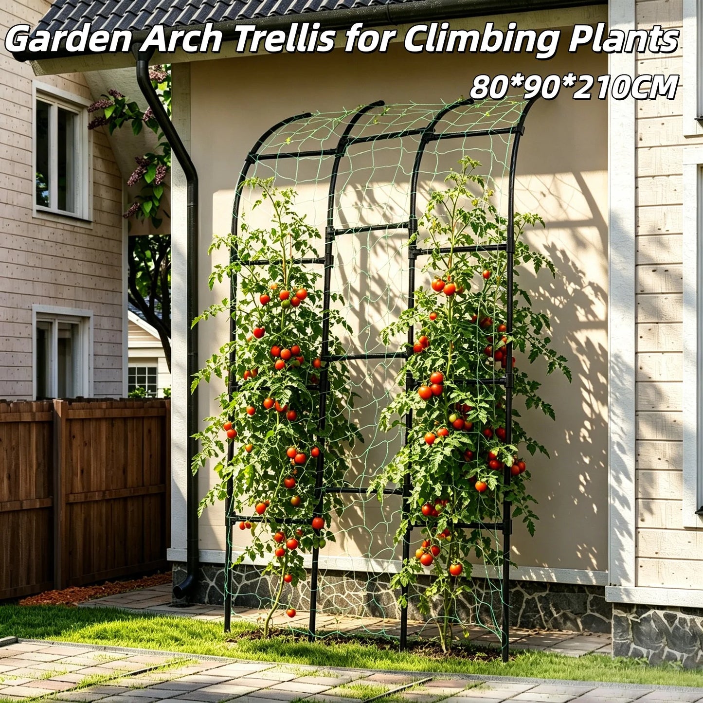 Metal Garden Arch Trellis 80*90*210CM Vegetable Plant Climbing Frame for Wedding Party Climbing Plant Outdoor Indoor