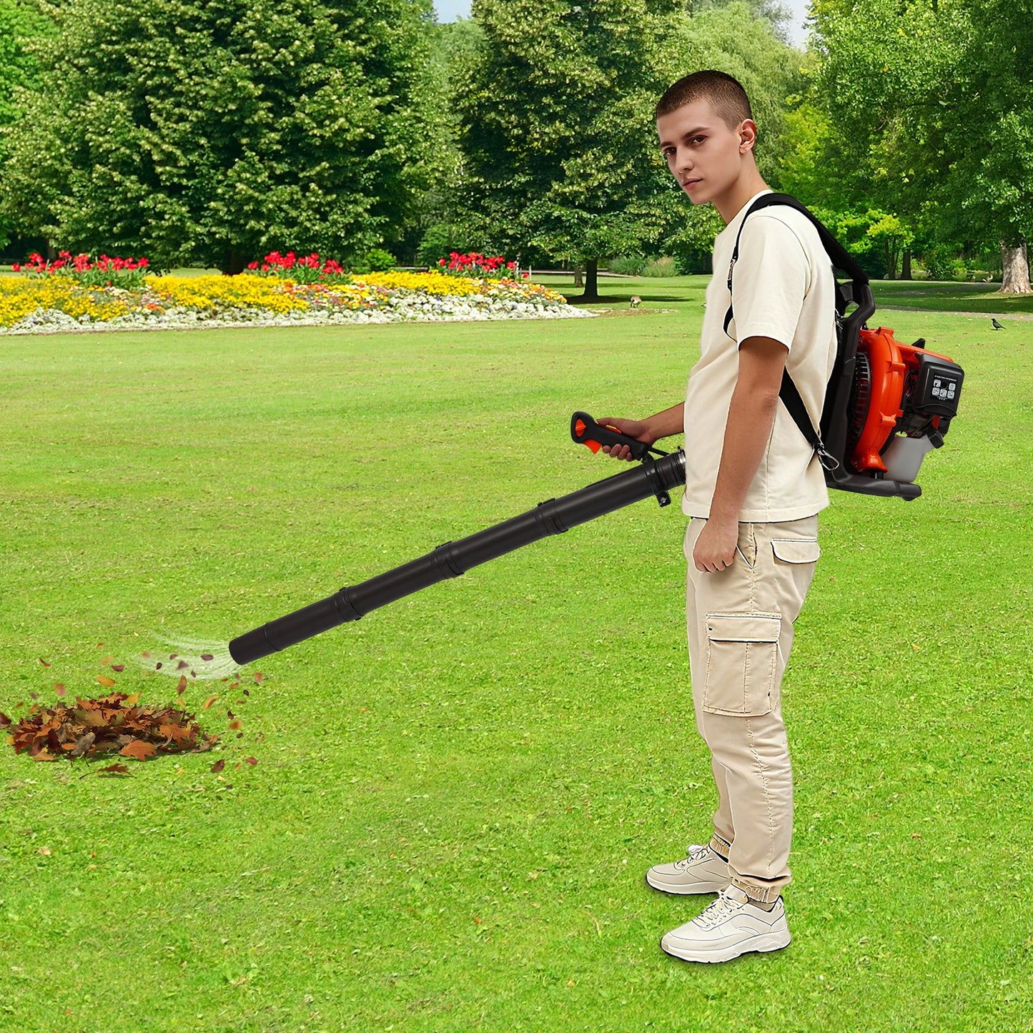 CNCEST 2 Stroke Backpack Gas Leaf Blower For Debris Cleanup