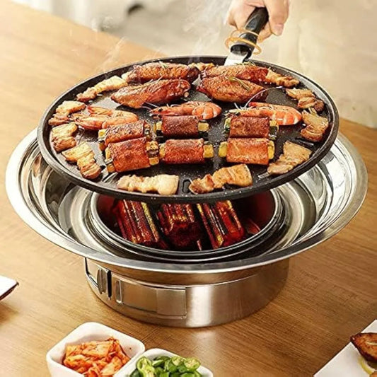 NBVCX Nonstick Stainless Steel Korean BBQ Grill Charcoal Stove Portable