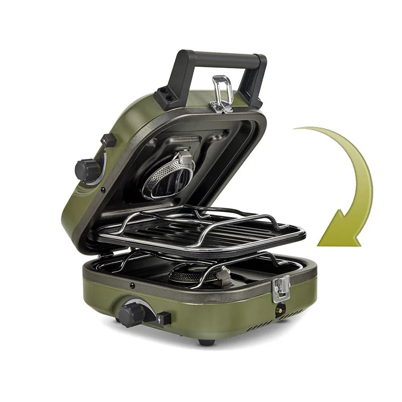 Naturehike Portable Two Burner Folding Camping Gas Stove With Griddle