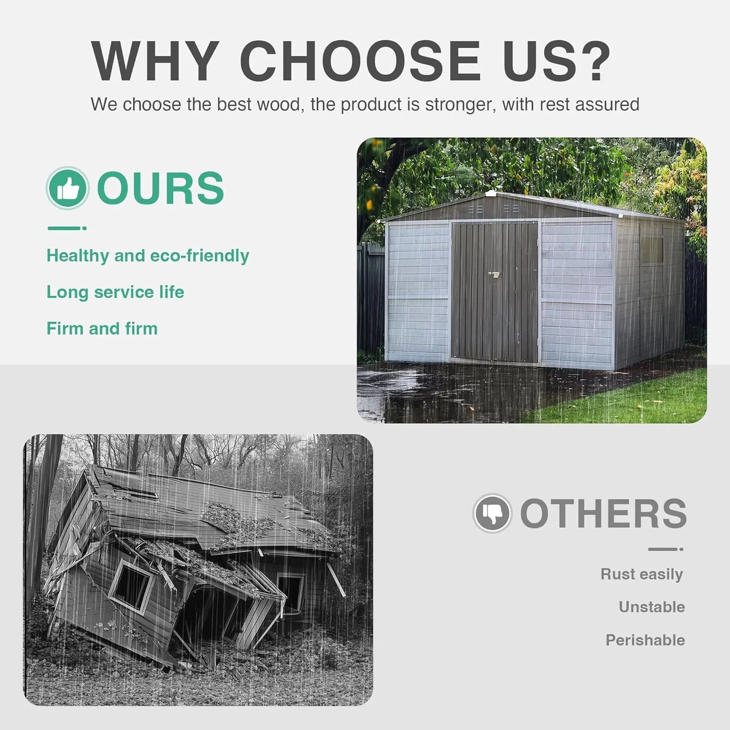 Outdoor Storage Shed With Windows Wood And Metal Waterproof Garden