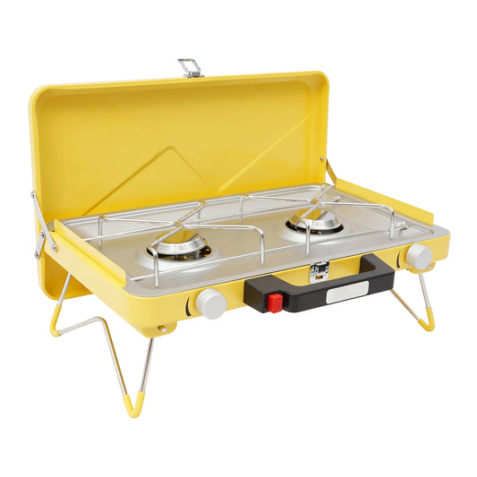 2 Burner Camping Stove 3500W Portable Gas Grill With Piezo Ignition
