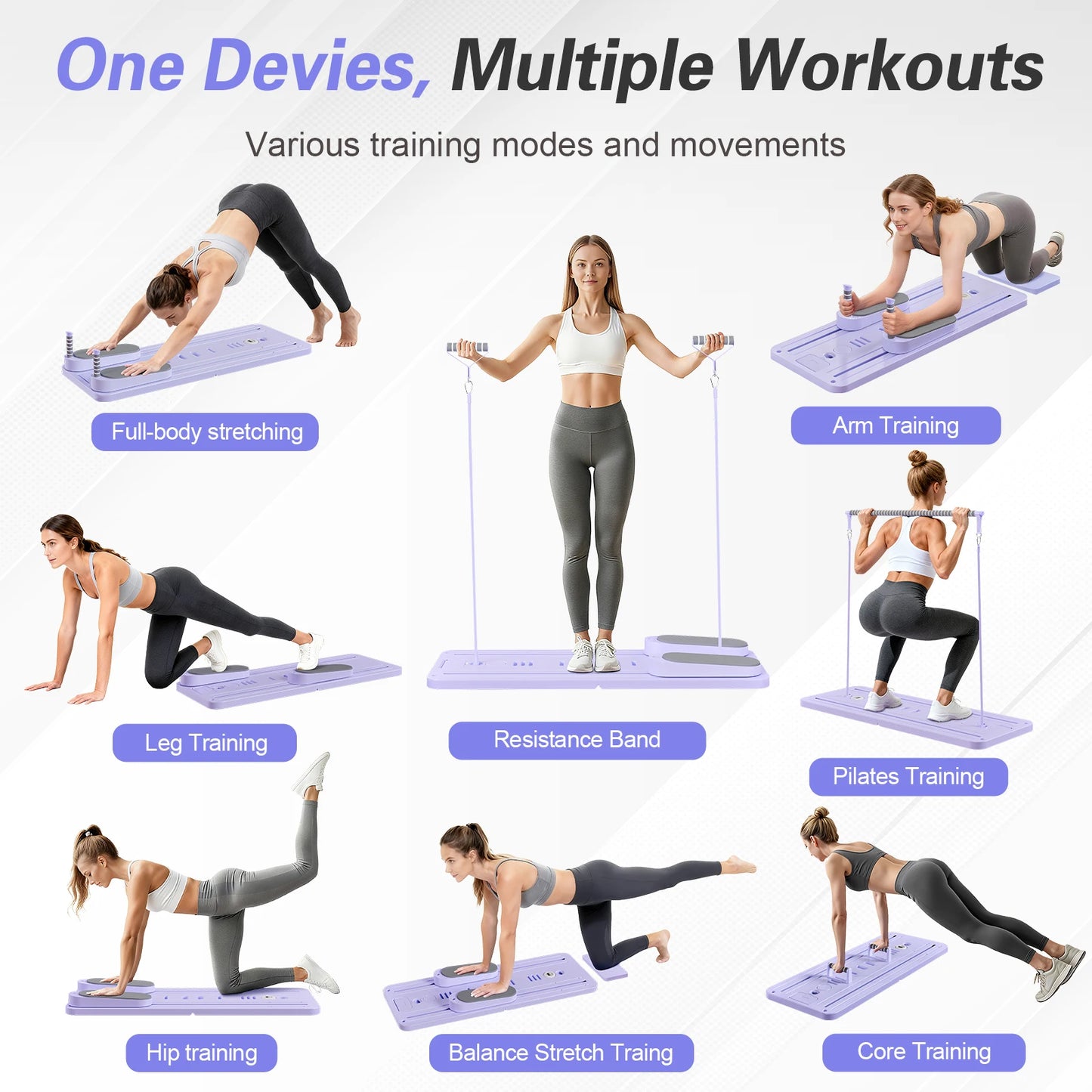 Foldable Pilates Bar Ab Board Core Trainer for Full Body