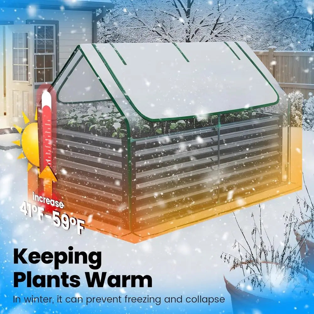 Quictent Raised Garden Bed Galvanized Raised Beds or Gardening Vegetables with Cover 6x3x2 t Tall Metal Planter Box Outdoor Use
