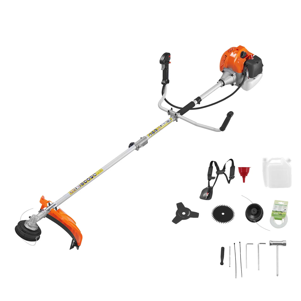 SucceBuy Cordless String Trimmer 26/43/52 cc 2-Stroke Gas Powered Lawn Edger with Shoulder Strap 3T Blade for Grass Cleaning