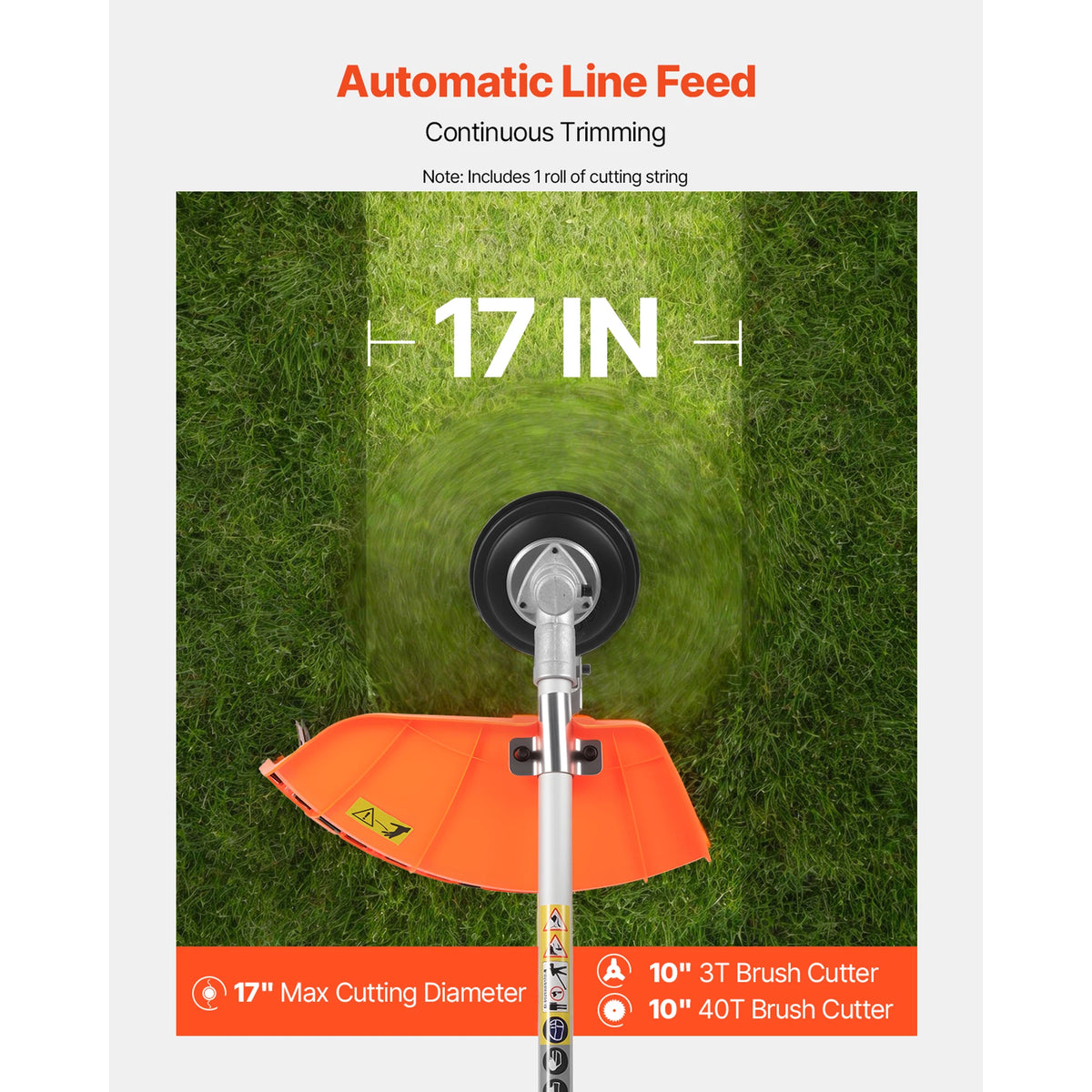 SucceBuy Cordless String Trimmer 26/43/52 cc 2-Stroke Gas Powered Lawn Edger with Shoulder Strap 3T Blade for Grass Cleaning
