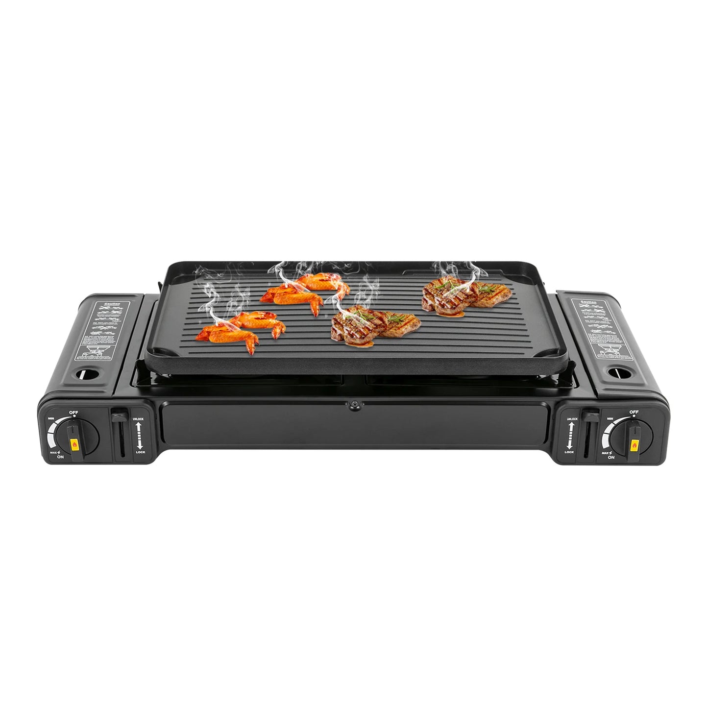 2500W Portable Camping Stove 2 Burners With Baking Tray Case
