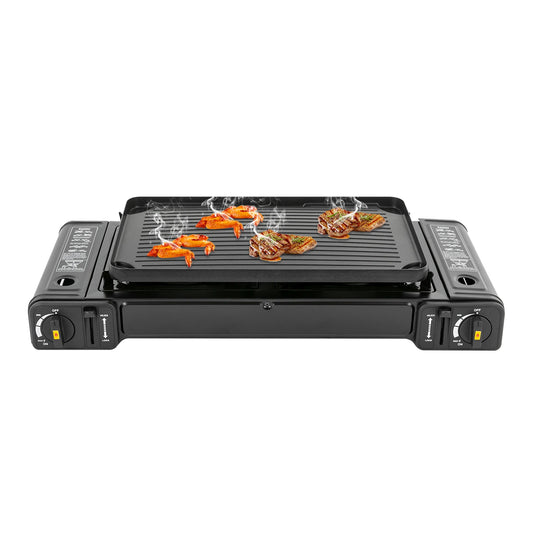 2500W Portable Camping Stove 2 Burners With Baking Tray Case