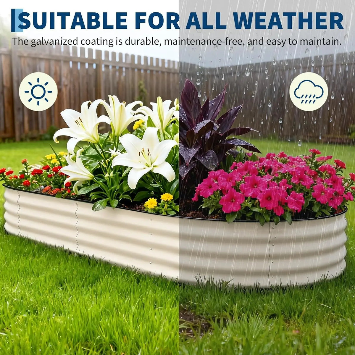 Tacleekii 4X10X1.5ft Galvanized Raised Garden Bed, 2 Pcs 18" Tall Deep Root Metal Planter Boxes, Rust-Resistant Flower Boxes Outdoor Kit for Plants Vegetables, Flowers, Herbs, Fruits, Rust Resistant