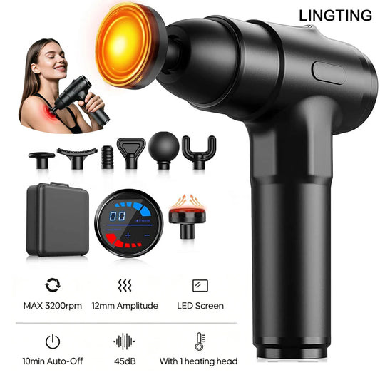 LINGTENG Heating Massage Gun Deep Tissue Muscle Percussion Massager