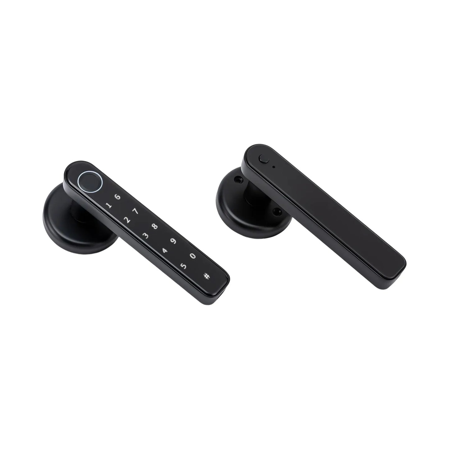 Black Fingerprint Smart Door Lock Biometric Access with Multi-Function Handle