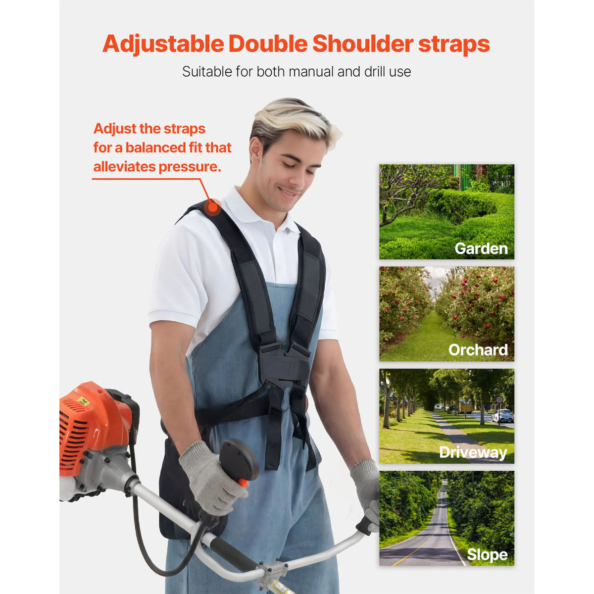 SucceBuy Cordless String Trimmer 26/43/52 cc 2-Stroke Gas Powered Lawn Edger with Shoulder Strap 3T Blade for Grass Cleaning