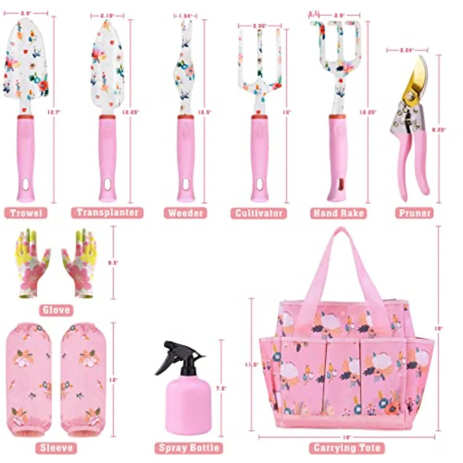 Floral Garden Tools Set Heavy Duty Gardening Trowel Gloves