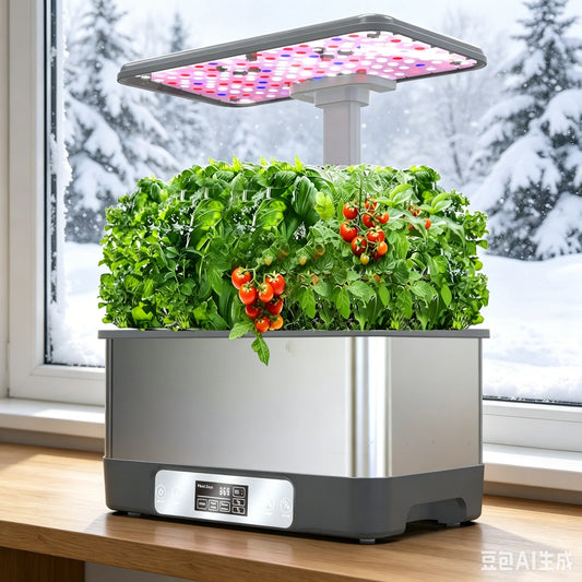 BHTNYOO Indoor Hydroponic Herbs Garden Kit With 8 Pods LED Light