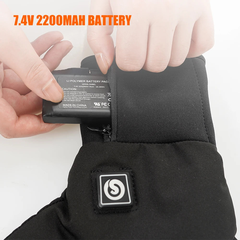 Snow Deer Winter Heated 2200 MAH Gloves Motorcycle Snowmobile Windproof Recycle Battery Touch Screen Skiing Warmer Cover Fingers