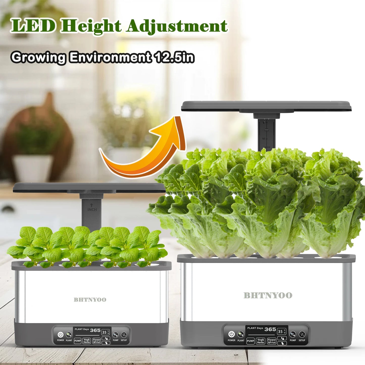 BHTNYOO Indoor Hydroponic Herbs Garden Kit With 8 Pods LED Light