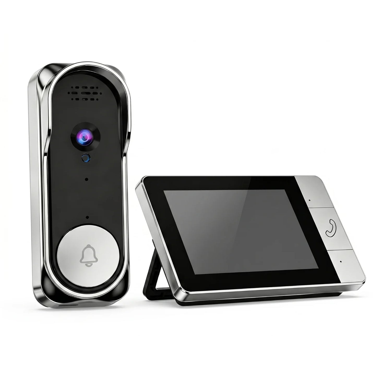 2.4G Wireless Video Doorbell with Indoor Monitor Screen Night Vision Waterproof Intercom Doorbell Camera No Drill Installation Home Security Door Bell