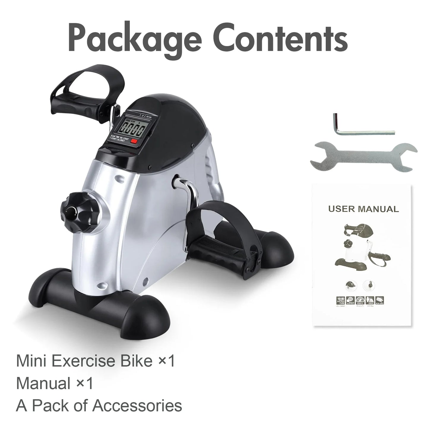 Mini Under Desk Pedal Exerciser Bike Multi-Function Motorized Digital With LCD Screen Display for Leg Arm and Knee for Elderly