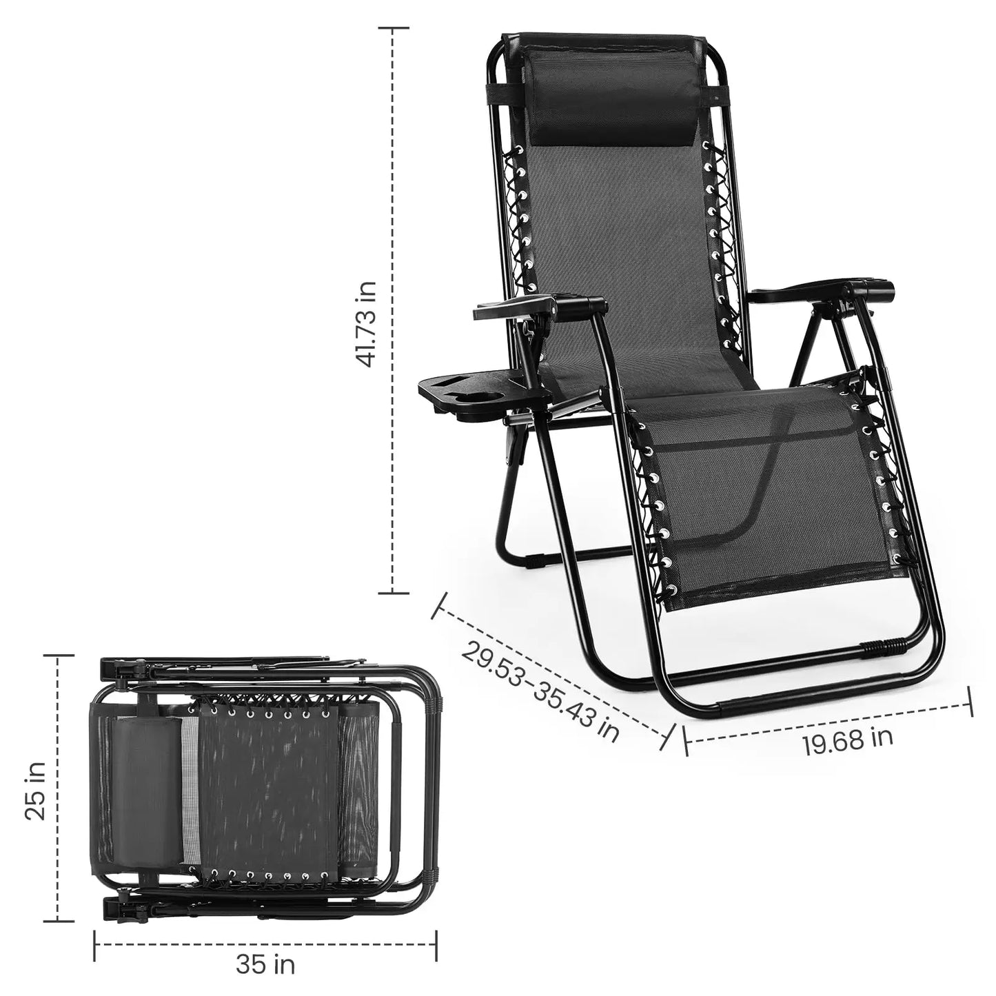 JHK Zero Gravity Portable Recliner Outdoor Patio Lounge Chair
