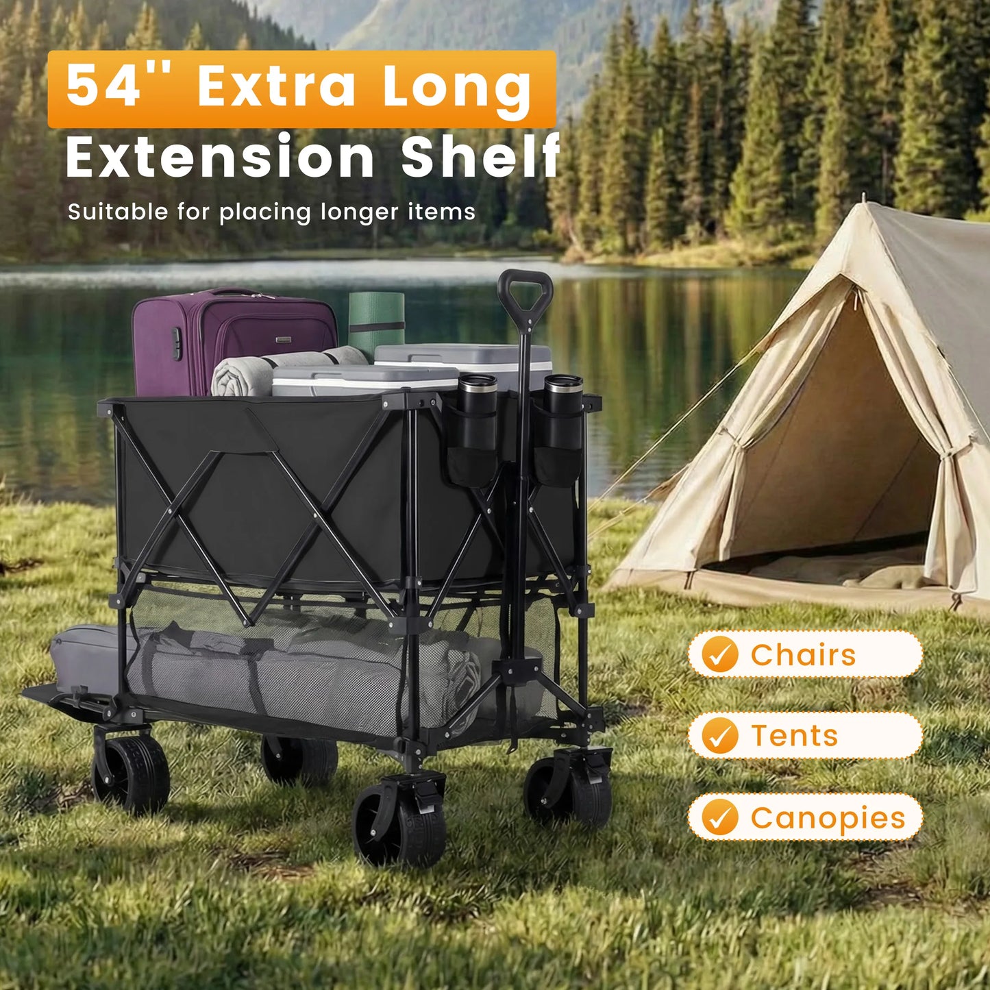 JHK Outdoor Double Decker Wagon Cart 440 Lb Capacity