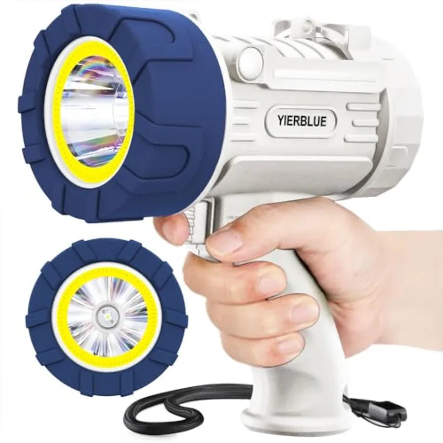 Rechargeable Spotlight Flashlight with 2000000 High Lumen LED, IP67 Waterproof Long Running Spot Light searchlight, Impact Resi