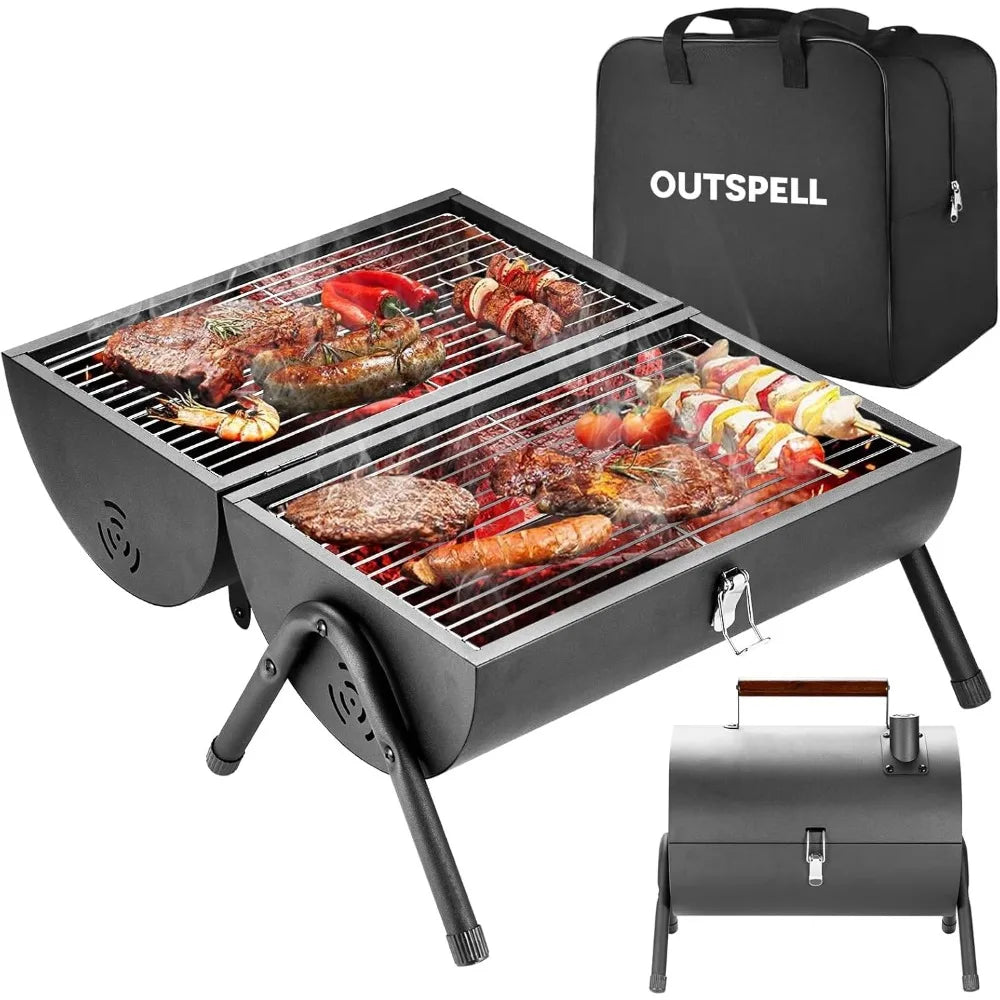 XIUWO Compact Foldable Charcoal Grill Outdoor BBQ Stove Dual Side Air Vents