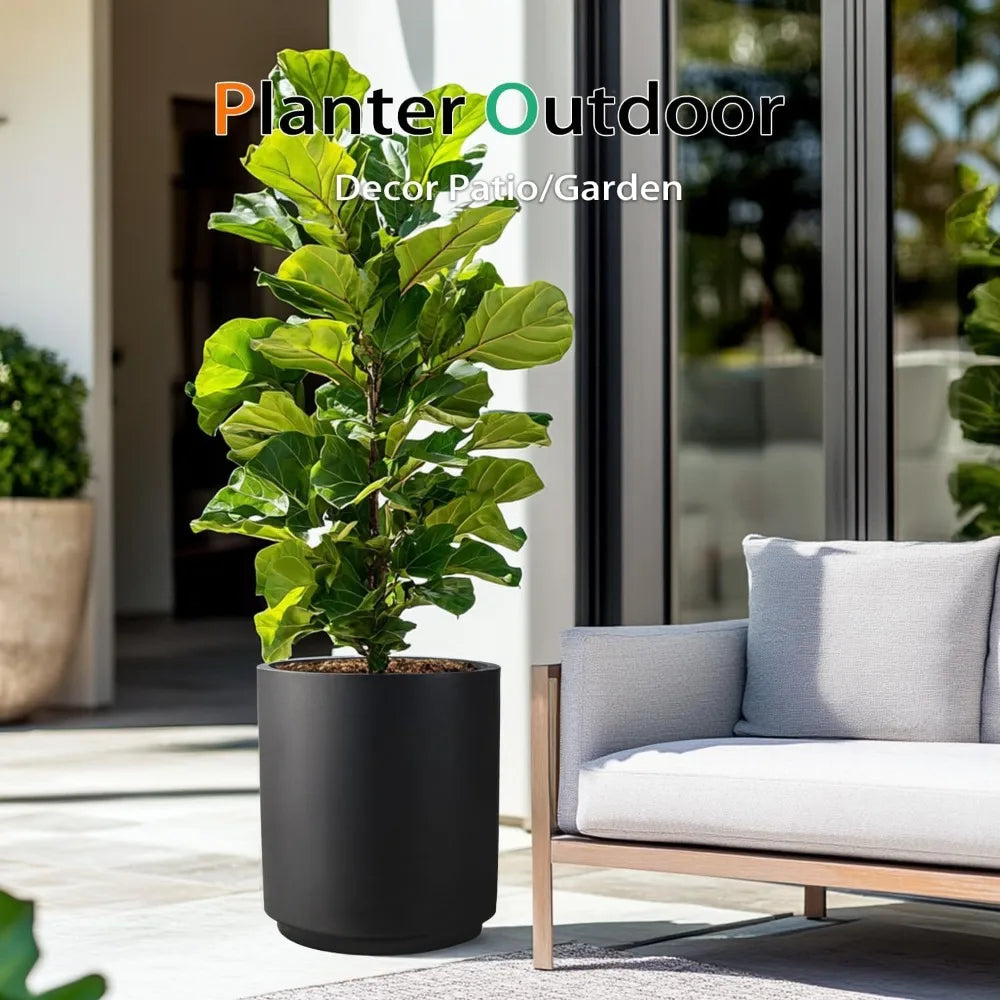 DAFIFY Concrete Planter Indoor Outdoor Pot For Trees And Flowers